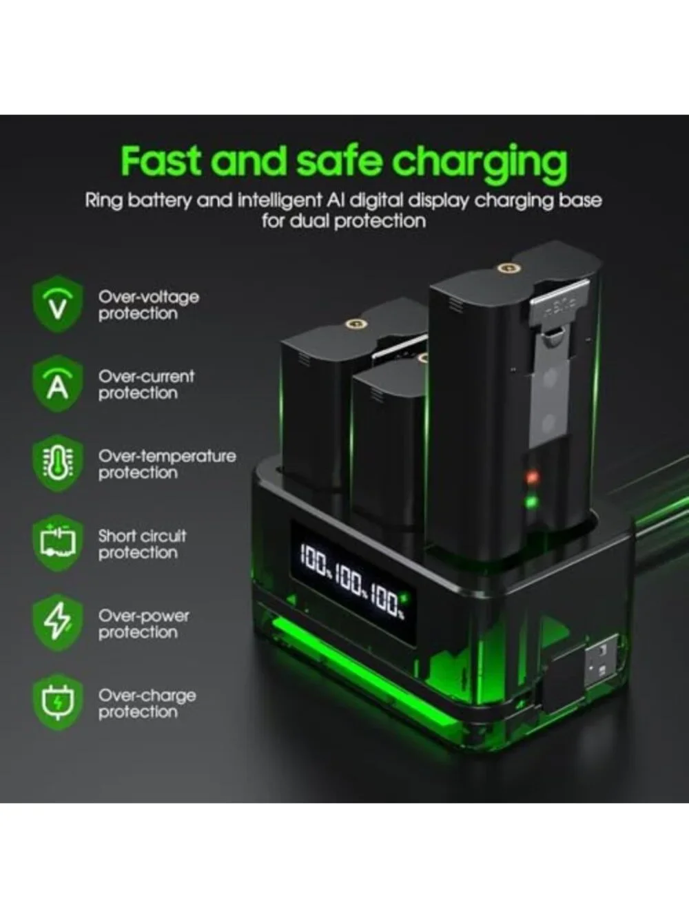 High-Capacity 6040mAh Replacement Battery for Smart Doorbell with LED Charger